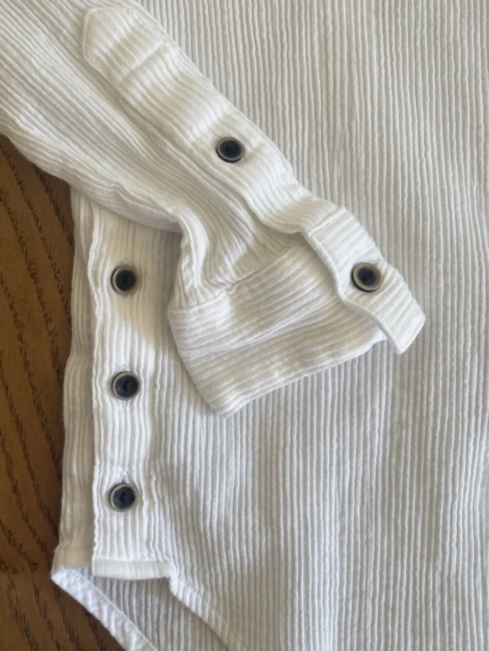 prAna White Button Front Shirt XS Ribbed Cotton Long Sleeve Casual Boho - Picture 8 of 9